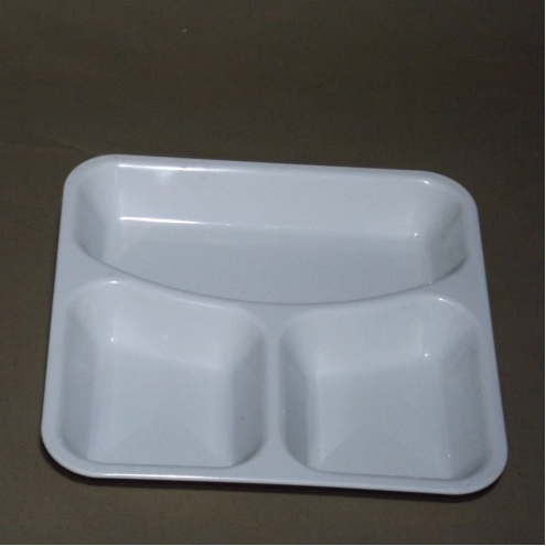 Dinner plate divided into three parts